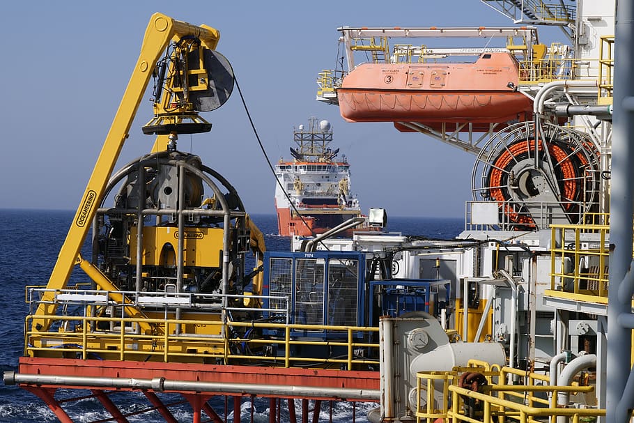 Subsea industry equipment setting up for the oil and gas industry